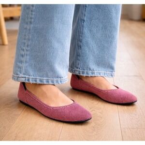 Rothys The Flat Size 9 Rose Double Stitch Knit Fabric Slip On Ballet Retired